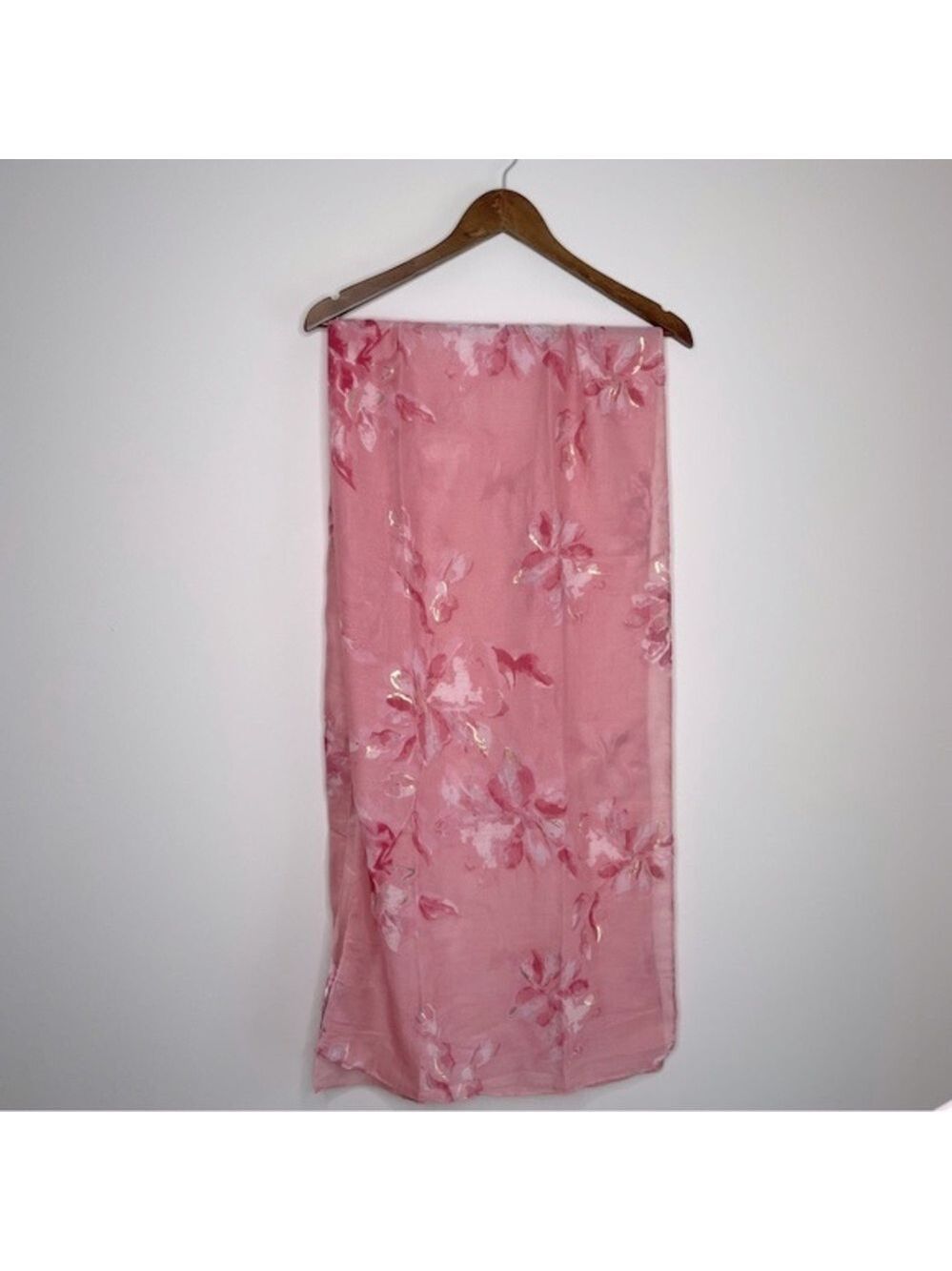 Emanuel Geraldo Pink Floral Woven Sheer Chiffon Scarf